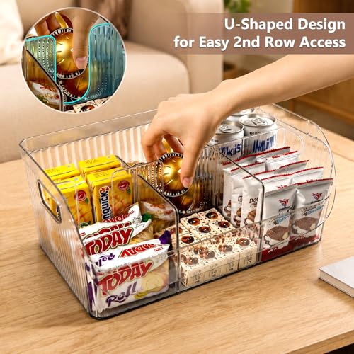 3 Pack Adjustable Dividers Storage Bins, Clear Pantry Organizers Boxes Set - view 6