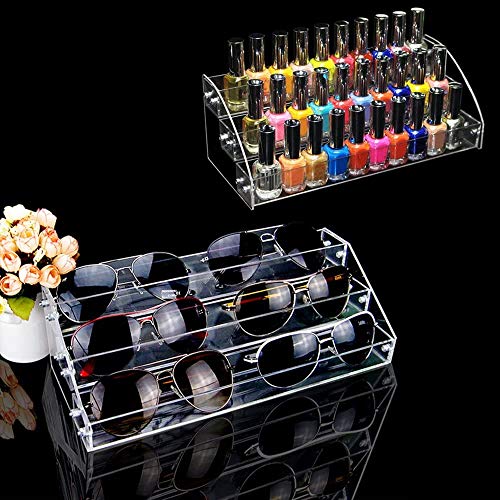 3 Tiers Acrylic Display Stands for Essential Oils Organizer Lipstick Nail Polishes Rack Dresser Makeup Storage Retail Store Case Brochure Holder Desktop Space Saver Eye Spray Dropper Bottle Container - view 3
