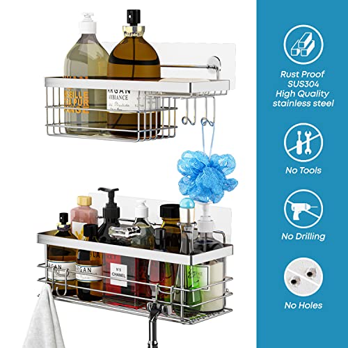 Shower Caddy and Soap Dish Holder with Hooks, Rust Resistant, 2 Pack - view 3
