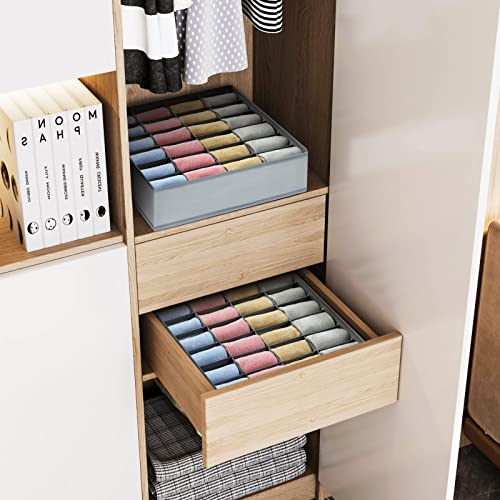 Sock Drawer Organizer Divider 2 Packs Underwear Organizer, 24 Cell Closet Organizers and Storage Organizer Sock Holders Organizers for Storing Socks, Handkerchiefs, Ties, Belts (Grey) - view 5