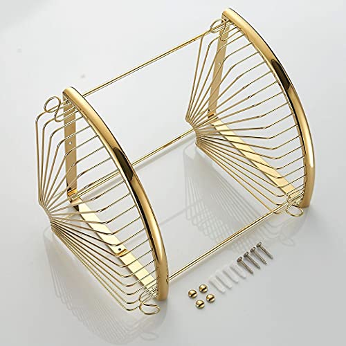 Rust-Free 2-Tier Brass Shower Caddy - Wall-Mounted Corner Shelves with Hooks for Shampoo & Bath Accessories, Space-Saving Bathroom Storage Solution - view 7