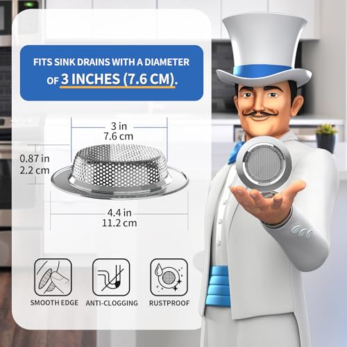Kitchen Sink Strainer, Stainless Steel Sink Drain Strainer, 3 Pack - view 2