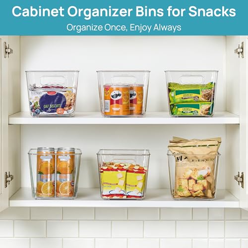 6 Pack Clear Storage Bins, Pantry Cabinet Organizer Bins, Medium - view 3