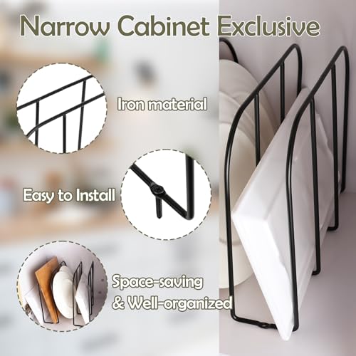 2 Pack Base Cabinet Tray Dividers 11.8 * 9 * 3inch Baking Sheet Organizer Rack Cookie Sheet Organizer Narrow U-shaped Wire Tray Divider Steel Cookware Holder with 3 Slots for Narrow cabinet - view 3