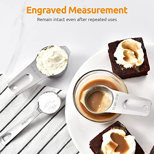 Measuring Cups and Spoons Set of 15, Silicone Spatula Set with 600℉ Heat Resistant (Aqua Sky) - view 6