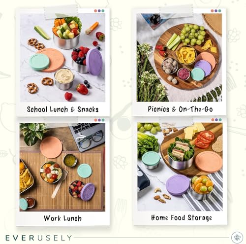 3 Stainless Steel Food Containers & 3 Condiment Cups - Reusable Meal Kit - view 6