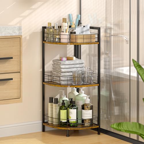 Bathroom Standing Shelf, 3 Tier Corner Stand, Free-Standing Shelf Units, Triangular Curved Corner Shelf Stand for Small Space, Ideal for Bathroom,Kitchen,Vanity Storage and Organizer - view 6