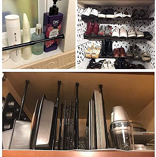 Cupboard Bars Adjustable Spring Tension Rods Black Extendable Rod - view 6