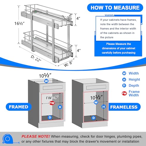 2-Tier Kitchen Cabinet Pullout Shelf and Drawer Organizer, Soft Close Pantry Pull Out Shelves, Heavy Duty Pull Out Cabinet Organizer with Shelf Liner for Kitchen Cabinets, Pantry Storage - view 3