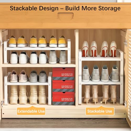 Expandable Shoe Rack, Closet Shoe Organizer, 10" High, 15"-24" - view 5