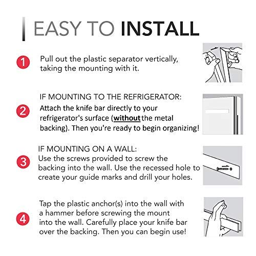 16 Inch Magnetic Knife Holder for Refrigerator, Magnetic Knife Holders for Fridge or Kitchen Wall No Drilling, Magnet Strips for Knives & Metal Utensils, Tool Rack, Stainless Steel - view 3