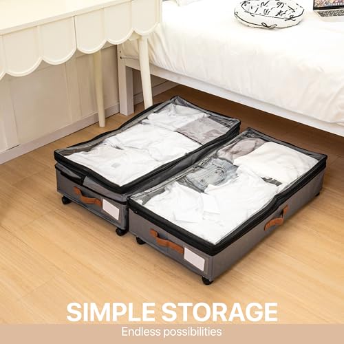 Expandable Under Bed Storage with Wheels 2 Pack – Large Under Bed and Closet Storage - Expandable Storage Bins with Lid & Dividers, Low Profile Storage Solution for Clothes, Shoes Great for Dorm Rooms - view 5