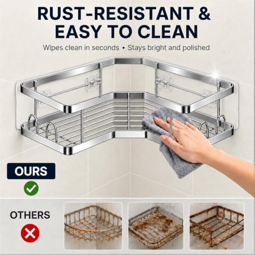 5 Pack Corner Shower Caddy, Adhesive Stainless Steel Shower Shelves - view 2