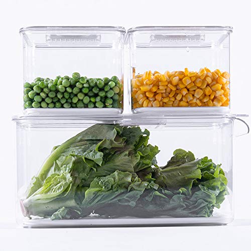 Produce Saver Containers for Refrigerator - Stackable Kitchen Organizer Keeper Bin, with Removable Drain Tray, Set of 6 - view 4