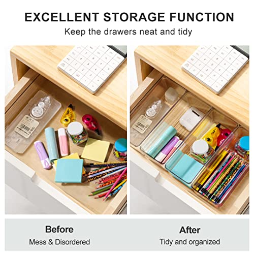 8 Pack Stackable Drawer Organizers, Deep Clear Bins in 2 Sizes - view 4