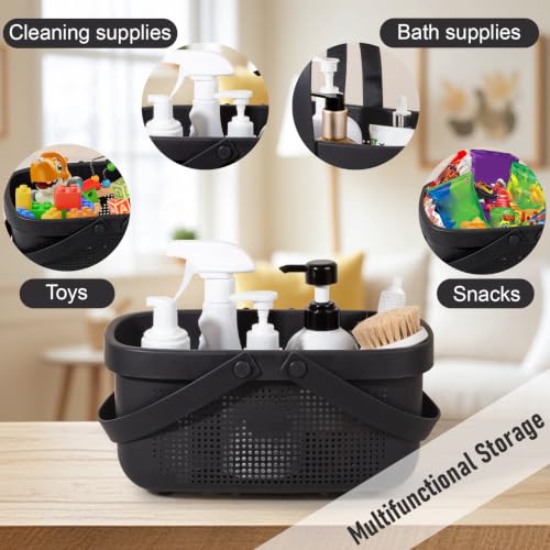 Portable Shower Caddy Basket with Handles Plastic Storage Basket Black - view 3