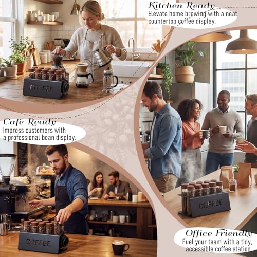 Single Dose Coffee Bean Storage Kit 10 Glass Test Tubes(2 Oz) with Acrylic Stand and Funnel Airtight Espresso Dosing Tubes Coffee Organizer for Countertop Home Barista Essentials - view 4