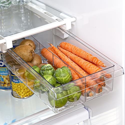 Pull-out Fridge Organizer | THE HANGER COLLECTION | Fridge Drawer Organizer with 2 Dividers | Clear Pantry Drawer Organizers | Shelf Holder Storage Drawers for Fruits, Veggies & Drinks - view 7