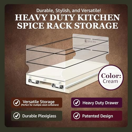 Heavy Duty Kitchen Spice Rack Storage - Pull Out Drawers For Kitchen Cabinets - Sliding Pantry Organizers - Seasoning Cabinet Pull Out Shelves - Made in USA - 5.75"W x 5.0"H x 10.6"D - view 6