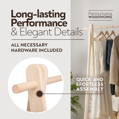 Handcrafted Maple Garment Rack - Sleek & Stylish Clothing Storage, Home Organization, Boutique Display, Coat Rack, Laundry Room Decor - Made in the USA (Large) - view 5