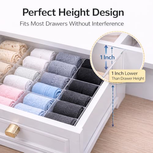 Custom Size Clear Acrylic Drawer Dividers, Adjustable Interlocking Organizer Inserts for Clothes Underwear Socks Bras Scarves Makeup & Accessories Transparent Drawer Storage Separator (transparent) - view 4