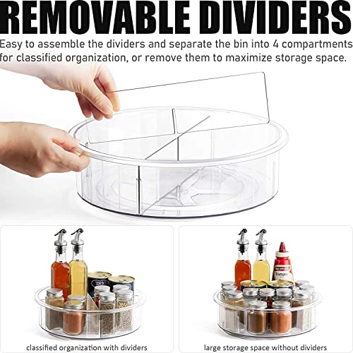 Lazy Susan Turntable, 12" Round Plastic Clear Storage Organizer with Dividers for Kitchen, Spice Rack, Cabinet, Pantry, Fridge, Freezer, Countertop - view 7