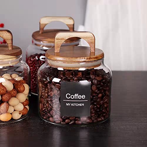 Glass Jars with Airtight Lid [Set of 4],Kitchen Canisters, Borosilicate Storage Containers,Retro Design, jars for Candy,Cookie,Rice,Sugar,Flour, Flour,Pasta,Nuts and Spice Jars - view 4
