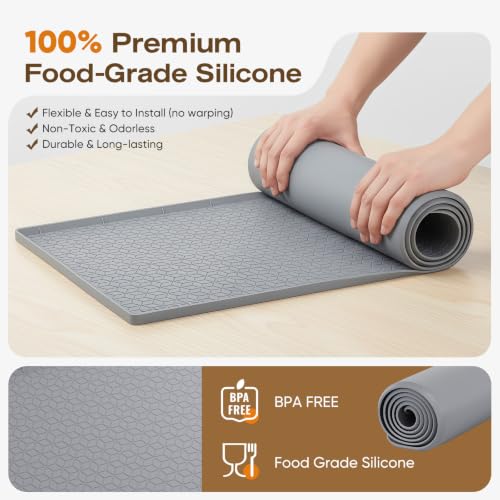 Waterproof Under Sink Mat, 34"x22", Drip Tray Shelf Liner, Grey - view 4