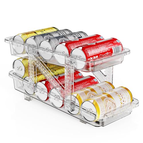 Soda Can Dispenser for Fridge, Adjustable Width Can Organizer