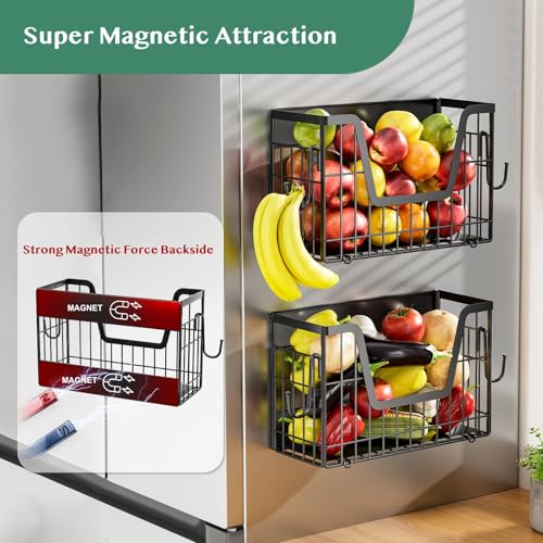 Magnetic Spice Rack, Magnetic Shelf for Fridge, Pantry Organizers & Storage, Kitchen Organization, Fridge Organizer, Magnetic Paper Towel Holder, Black - view 3