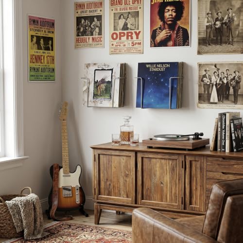 Set of 2 Silver Metal Wire Vinyl Record Wall Mounted Display Racks - view 4