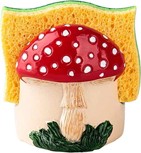 Mushroom Kitchen Sponge Holder Cute Resin Sink Caddy Organizer Decor
