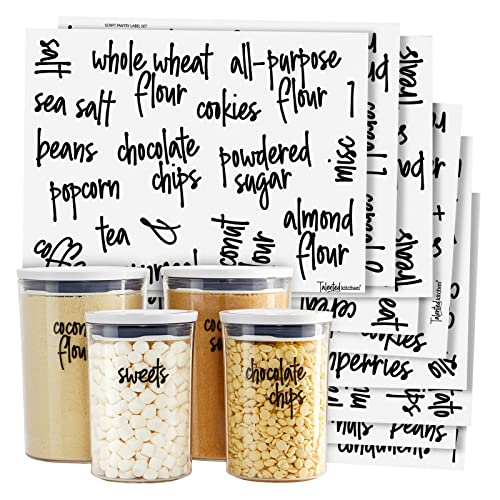 Pantry Labels for Food Containers - 157-Piece, Black Script Vinyl - Jar & Bin Labels & Food Storage Organization Stickers