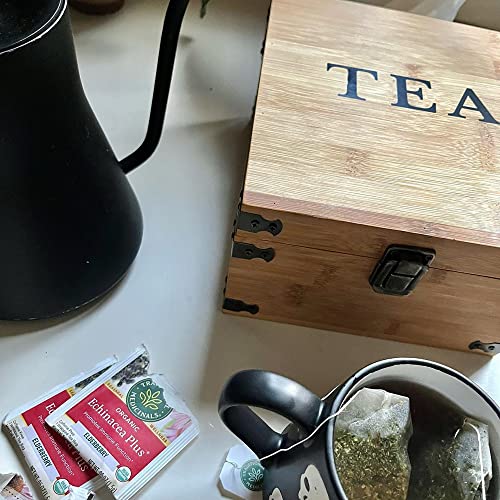Tea Organizer Box 7.4" x 8.1" x 4.2" Bamboo Wood Organizer Storage Chest 4 Tall Adjustable Slots 100% Handmade Eco-Friendly Natural Kitchen Décor - view 4