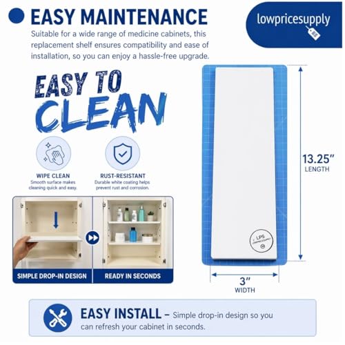 12 Pack Medicine Cabinet Shelf, Replacement Cabinet Shelf, Bathroom Shelf Insert, Metal Cabinet Shelf, Medicine Cabinet Organizer, Vanity Shelf Replacement, Bathroom Storage Shelf - view 7