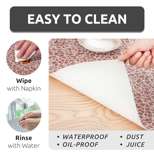 18X96 Inch Shelf Liner with Scissor & Tape Measure for Kitchen Cabinets, PVC Drawer Liner for Dresser Non-Slip Bathroom, Non-Adhesive Cabinet Liner Washable (Brown Crack) - view 4