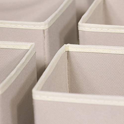9 Pack Foldable Cloth Storage Box Closet Dresser Drawer Organizer Fabric Baskets Bins Containers Divider for Clothes Underwear Bras Socks Lingerie Clothing,Beige 090 - view 4