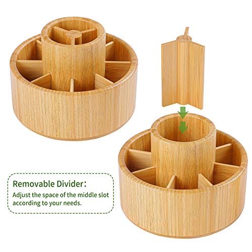 Bamboo Rotating Art Supply Desk Organizer, Pencil Holder Desktop - view 5