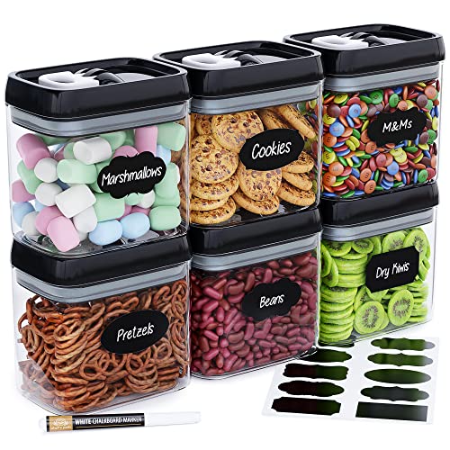 Airtight Storage Boxes Set - 10 Labels and Markers - Kitchen and Pantry Storage - BPA Free - Plastic Storage Boxes with Upgraded Lids (6 Pieces - 1.5L)