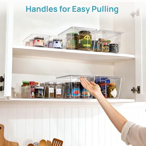 8 Pack Clear Storage Bins with Lid Set for Pantry Organizer - view 5