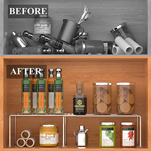 Kitchen Cabinet Expandable Shelf Organizers Set of 4, Adjustable Metal Wire Pantry Storage Shelves, Plate Dish Organizer Rack for Cabinets, Cupboard, Counter, Freezer, Countertop, Chrome - view 5