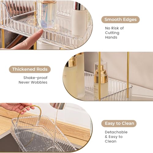 Bathroom Counter Organizer, 3 Tier Perfume Skin Care Countertop Storage Shelf, Vanity Makeup Tray for Cosmetic Skincare Lotion,Clear - view 5