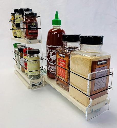 Combo Spice Rack Drawer - Pull Out Pantry Organizers and Storage - Kitchen Cabinet Organizer - Seasoning Sliding Caddy - Made in USA (5.75" W x 10.75" H x 10.60" D, Partially Assembled) - view 5