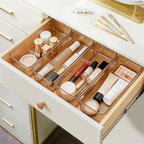 8 Pack Stackable Drawer Organizers, Deep Clear Bins in 2 Sizes - view 3