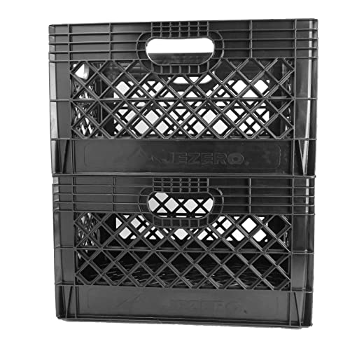 24 Quart 2-Pack Heavy Duty Plastic Crate | Stackable Multi-Purpose Storage Bin for Garage, Home, Office, Groceries, Outdoor, Camping & Kayaking | Black Utility Tote, 19" x 13" x 11"