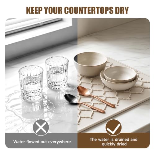 2 Pack Silicone Dish Drying Mat for Kitchen Counter Shower Caddy Rack Meal Prep Refrigerator Liners Essentials Dining Place Mats Sink Storage Vanity Trays Dryer Drainers Items Women Gifts - view 2
