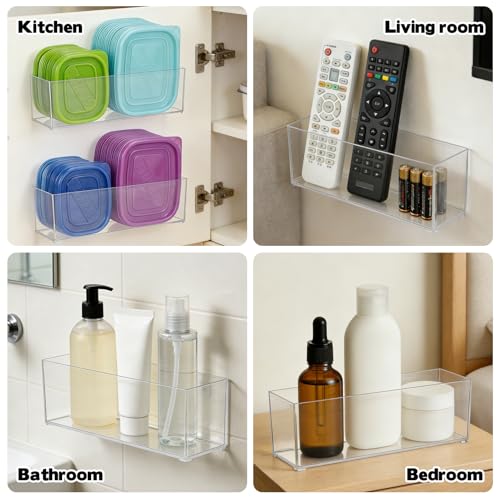2 Pack Kitchen Cabinet Door Organizer, Lid Organizer Inside Cabinet Wall Mounted Plastic Storage Box Stackable Under Sink Lunchbox Lid Container for Kitchen Bathroom Office Organization - view 5