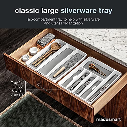 Classic 6 Compartment Silverware Tray, White - view 2