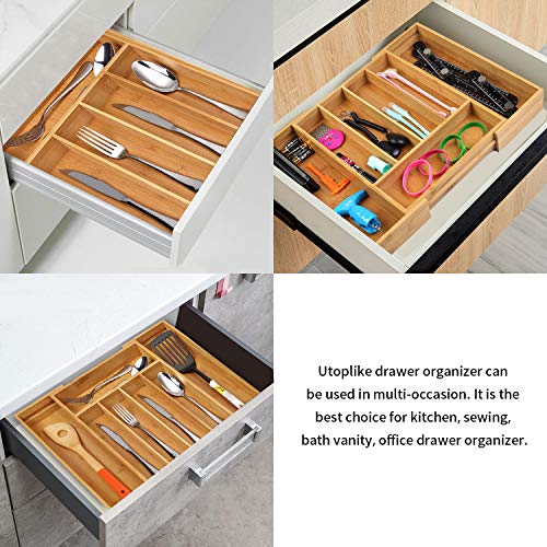 Bamboo Cutlery Silverware Tray, Small Utensils Drawer Organizer - view 6