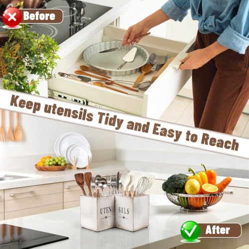 Kitchen Utensil Holder for Corner Counter, Wooden Organizer - view 4